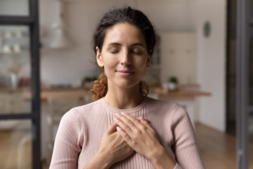 Woman being grateful